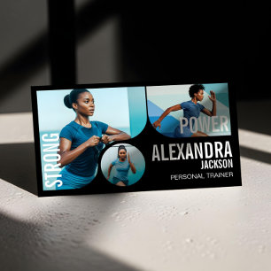 Fetter Schwarzer Personal Trainer Fitness Gym Coac Visitenkarte
