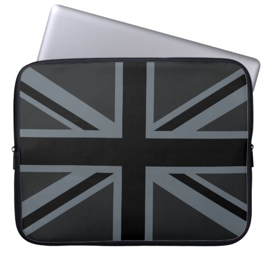 Fetter schwarzer Union Jack Laptopschutzhülle (Vorderseite)