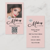 Fetter Skript Blush Rosa Foto-Make-up Visitenkarte (Vorne/Hinten)