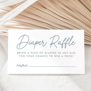 Fetter Skript-Staubblau-Baby-Party-Windel-Raffle Begleitkarte