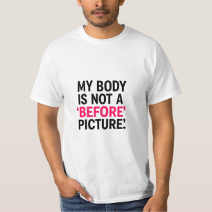 Fetter Text zur Körperpositivität – „Mein Körper i T-Shirt