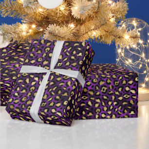 Fetter violetter Leopardenprint Glamouröses Tier Geschenkpapier