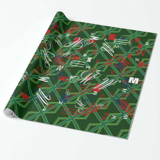 Fetter Waldgrüner Union Jack Geschenkpapier (Ungerollt)