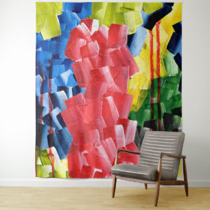 Fettes Abstrakt in Rot, Blau, Gelb und Grün Wandteppich