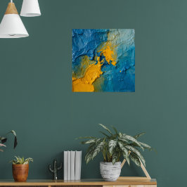 Fettes Blaues & Gold Impasto Abstractes Kunstposte Poster