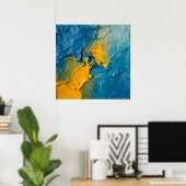 Fettes Blaues & Gold Impasto Abstractes Kunstposte Poster (Heimbüro)