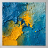 Fettes Blaues & Gold Impasto Abstractes Kunstposte Poster (Vorne)