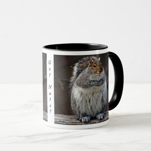 Fettes Eichhörnchen "got Nüsse?" Tasse (VorderseiteRechts)