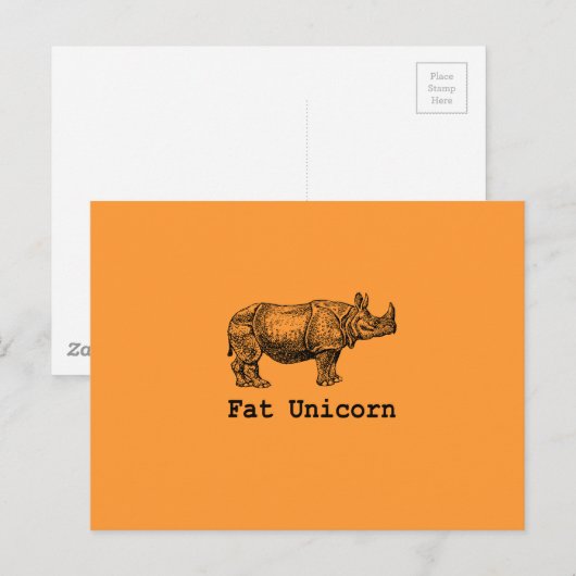 Fettes Einhorn Postkarte (Vorne/Hinten)