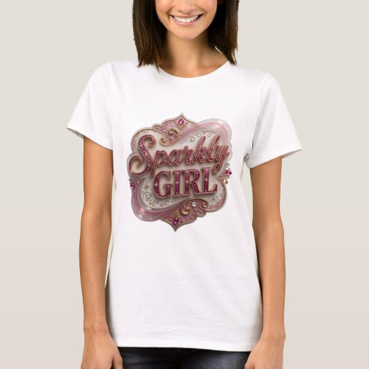 Fettes Gold FUNKELNDES MÄDCHEN Statement-Design T-Shirt (Vorderseite)