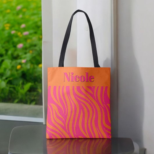 Fettes, heißrosa und orangefarbenes Abstrakt mit N Tasche