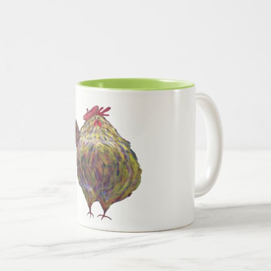 Fettes Huhn, das ein Barett trägt Zweifarbige Tasse (VorderseiteRechts)