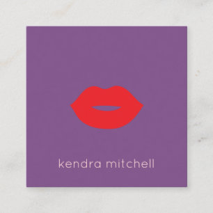 Fettes Minimalistisches Rotes Lippen Logo Makeup-A Quadratische Visitenkarte