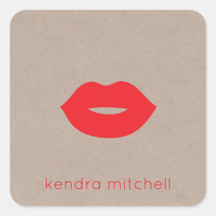 Fettes minimalistisches rotes Lippen-Logo Makeup-A Quadratischer Aufkleber