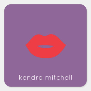 Fettes Minimalistisches Rotes Lippen-Logo Makeup A Quadratischer Aufkleber