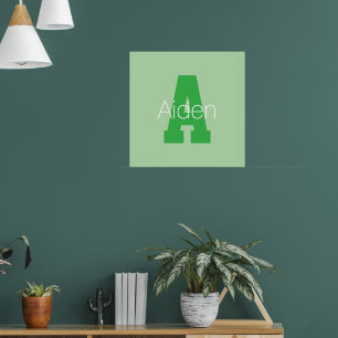 Fettes modernes Monogramm Blass- und Kellygrün Poster
