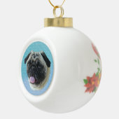 Fettes Mops-Porträt Keramik Kugel-Ornament (Rechts)