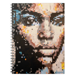 Fettes Pixelporträt in lebendigen Tönen Notizblock