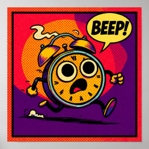 Fettes Pop-Art-Grafik: Alarmclock Ablaze mit BEEP! Poster