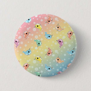 Fettes Regenbogen Narwhal Muster Button