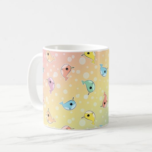Fettes Regenbogen Narwhal Muster Kaffeetasse (Vorderseite Links)