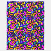 Fettes Retro-Handgemaltes Blumenmuster Fleecedecke (Vorderseite)