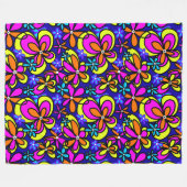 Fettes Retro-Handgemaltes Blumenmuster Fleecedecke (Vorderseite (Horizontal))