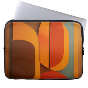 Fettes Retro-Orange abstrakte Midcentury-Motiv  Laptopschutzhülle