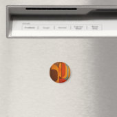 Fettes Retro-Orange Midcentury-Abstrakt Magnet (In Situ (Geschirrspüler))