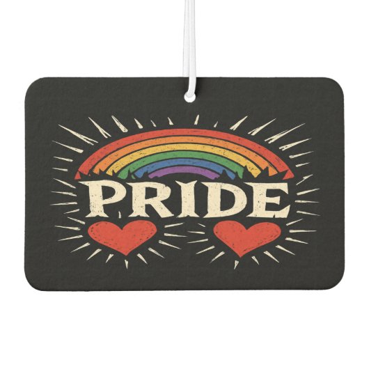 Fettes Retro-PRIDE-Regenbogen Autolufterfrischer (Vorderseite)