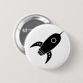 Fettes Retro-Raketenraumschiff Schwarz Button (Vorne & Hinten)