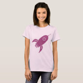 Fettes Retro Rocket-Schiffs-Rosa T-Shirt (Vorne ganz)