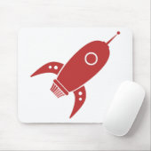 Fettes Retro Rocket-Schiffs-Rot Mousepad (Mit Mouse)
