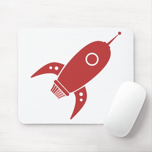 Fettes Retro Rocket-Schiffs-Rot Mousepad (Mit Mouse)