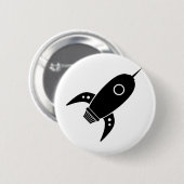 Fettes Retro Rocket-Schiffs-Schwarzes Button (Vorne & Hinten)