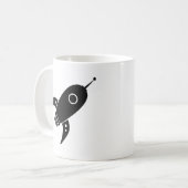 Fettes Retro Rocket-Schiffs-Schwarzes Kaffeetasse (Vorderseite Links)