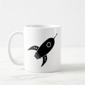 Fettes Retro Rocket-Schiffs-Schwarzes Kaffeetasse (Links)