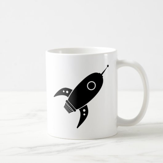 Fettes Retro Rocket-Schiffs-Schwarzes Kaffeetasse (Rechts)