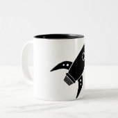 Fettes Retro Rocket-Schiffs-Schwarzes Zweifarbige Tasse (Vorderseite Links)