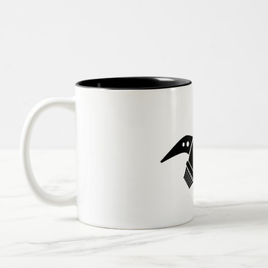 Fettes Retro Rocket-Schiffs-Schwarzes Zweifarbige Tasse (Links)
