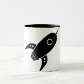 Fettes Retro Rocket-Schiffs-Schwarzes Zweifarbige Tasse (Mittel)
