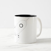 Fettes Retro Rocket-Schiffs-Weiß Zweifarbige Tasse (VorderseiteRechts)