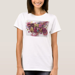 Fettes Rosa COME ALIVE Druck T-Shirt