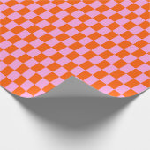Fettes Rosa Orange Modernes Geometrisches Karomust Geschenkpapier (Ecke)