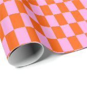 Fettes Rosa Orange Modernes Geometrisches Karomust Geschenkpapier (Rolleneckpunkt)