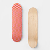 Fettes Rosa Orange Modernes Geometrisches Karomust Skateboard (Vorderseite)