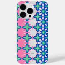 Fettes Rosa und Blau geometrisches Muster mit Name