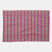 Fettes Rosa- und Grün geometrisches Retro-Muster Geschirrtuch (Horizontal)
