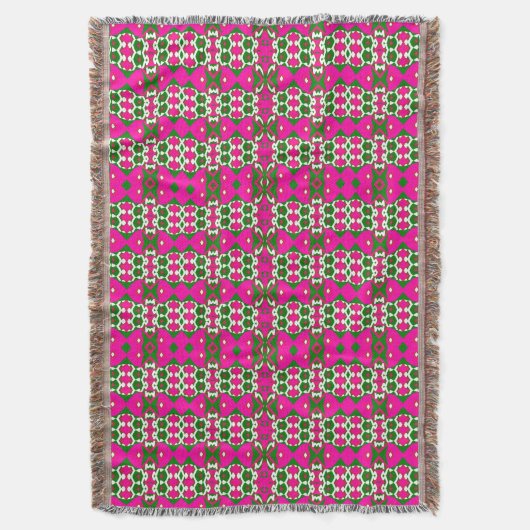 Fettes Rosa und grünes geometrisches Retro-Muster Decke (Vorderseite Vertikal)