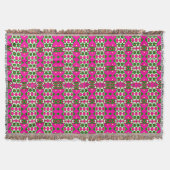 Fettes Rosa und grünes geometrisches Retro-Muster Decke (Vorderseite)